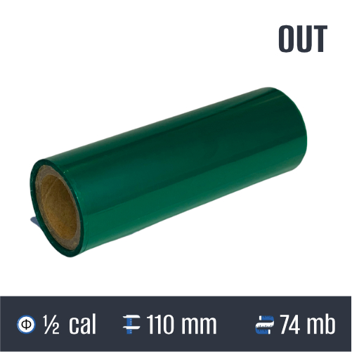 16 tasmy termotransferowe kolorowe zielone 110mm 74mb 1cal OUT 2
